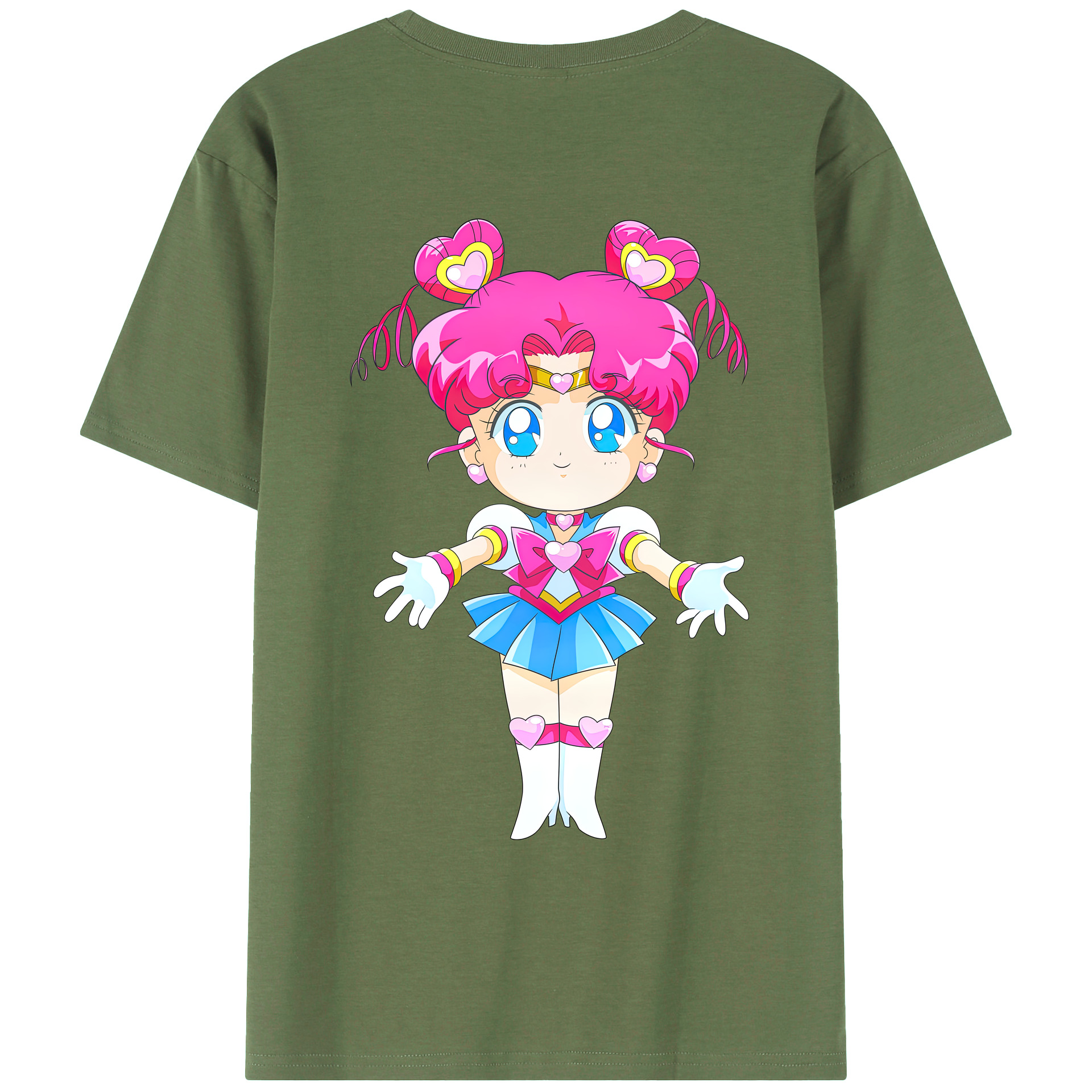 （画像用） 美少女戦士セーラームーン ちびうさ Sailor Moon Chibiusa Tsukino Usagi Small Lady Serenity 綿100％ メンズ半袖Tシャツ（バックプリント） 通気性
